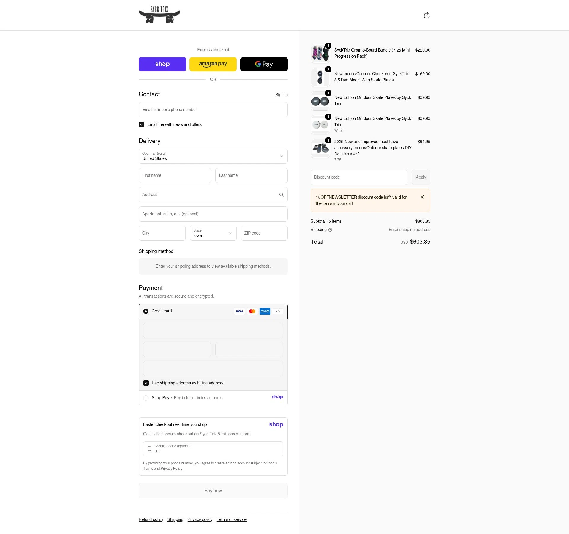 Syck Trix checkout page showing Syck Trix discount code box | Screenshot taken by SimplyCodes community member on Jan 8, 2026