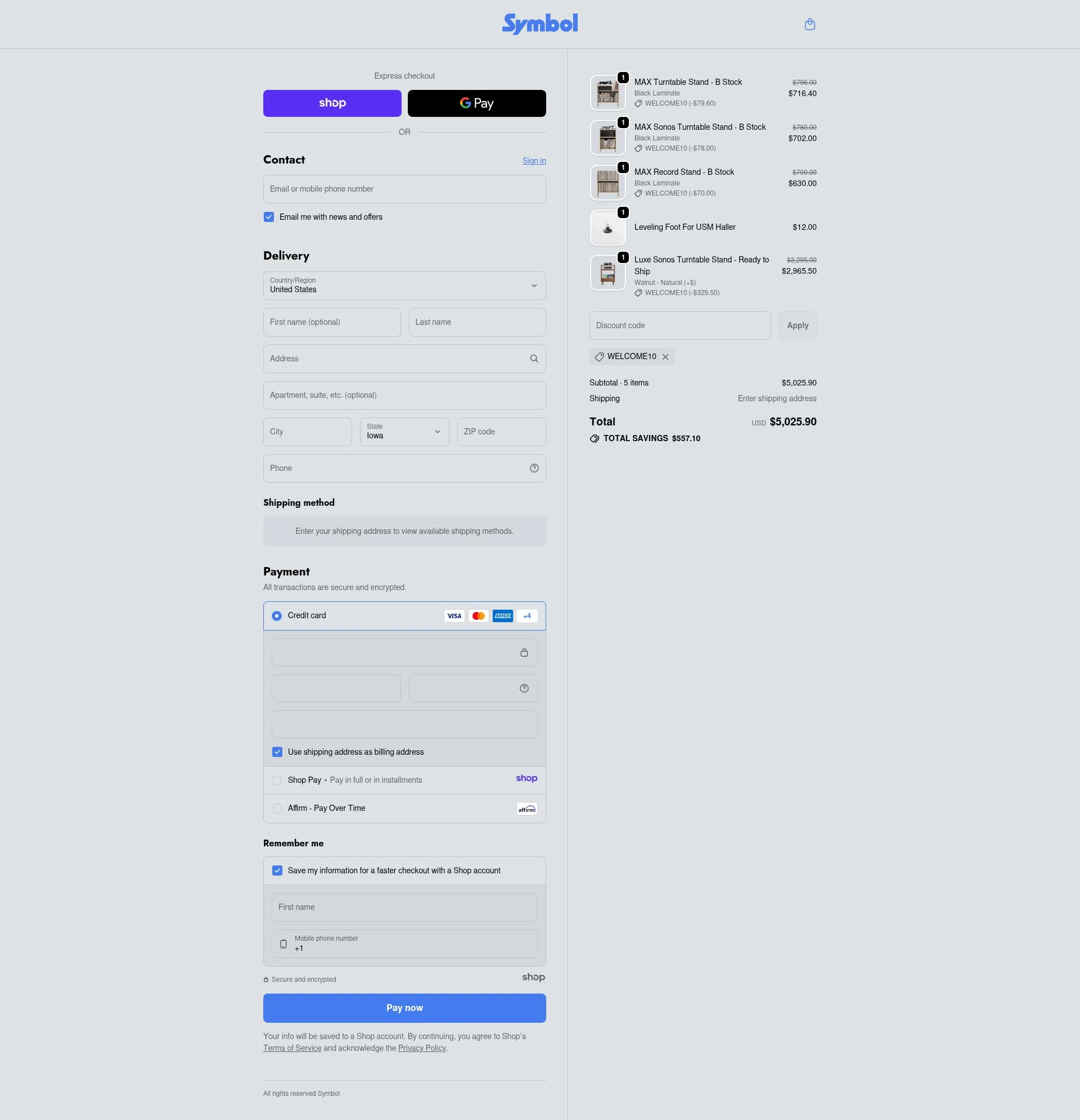 Symbol Audio checkout page showing Symbol Audio promo code box | Screenshot taken by SimplyCodes community member on Nov 25, 2025