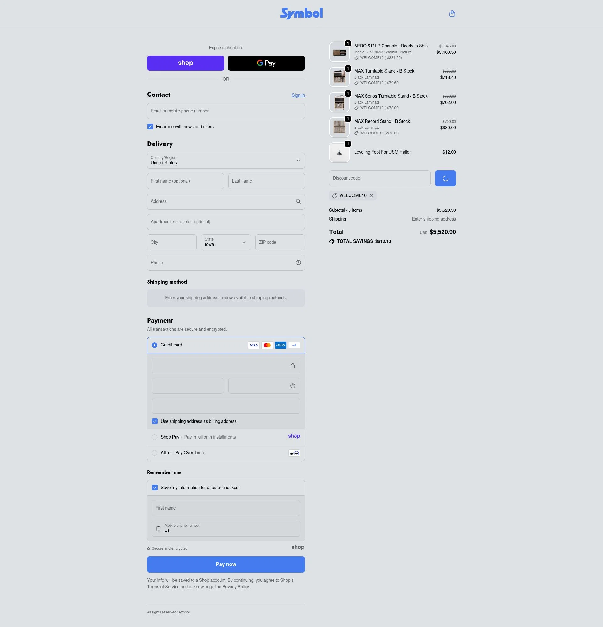 Symbol Audio checkout page showing Symbol Audio promo code box | Screenshot taken by SimplyCodes community member on Jan 2, 2026