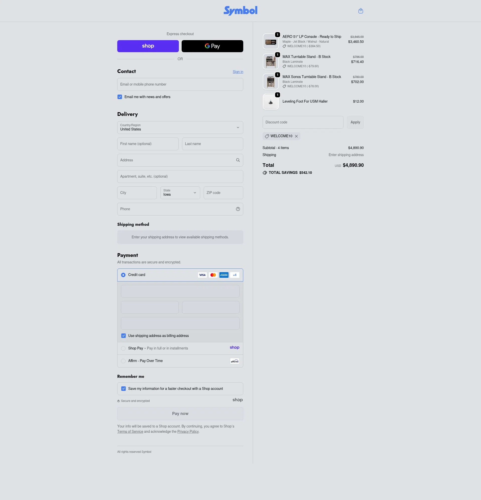 Symbol Audio checkout page showing Symbol Audio promo code box | Screenshot taken by SimplyCodes community member on Dec 11, 2025