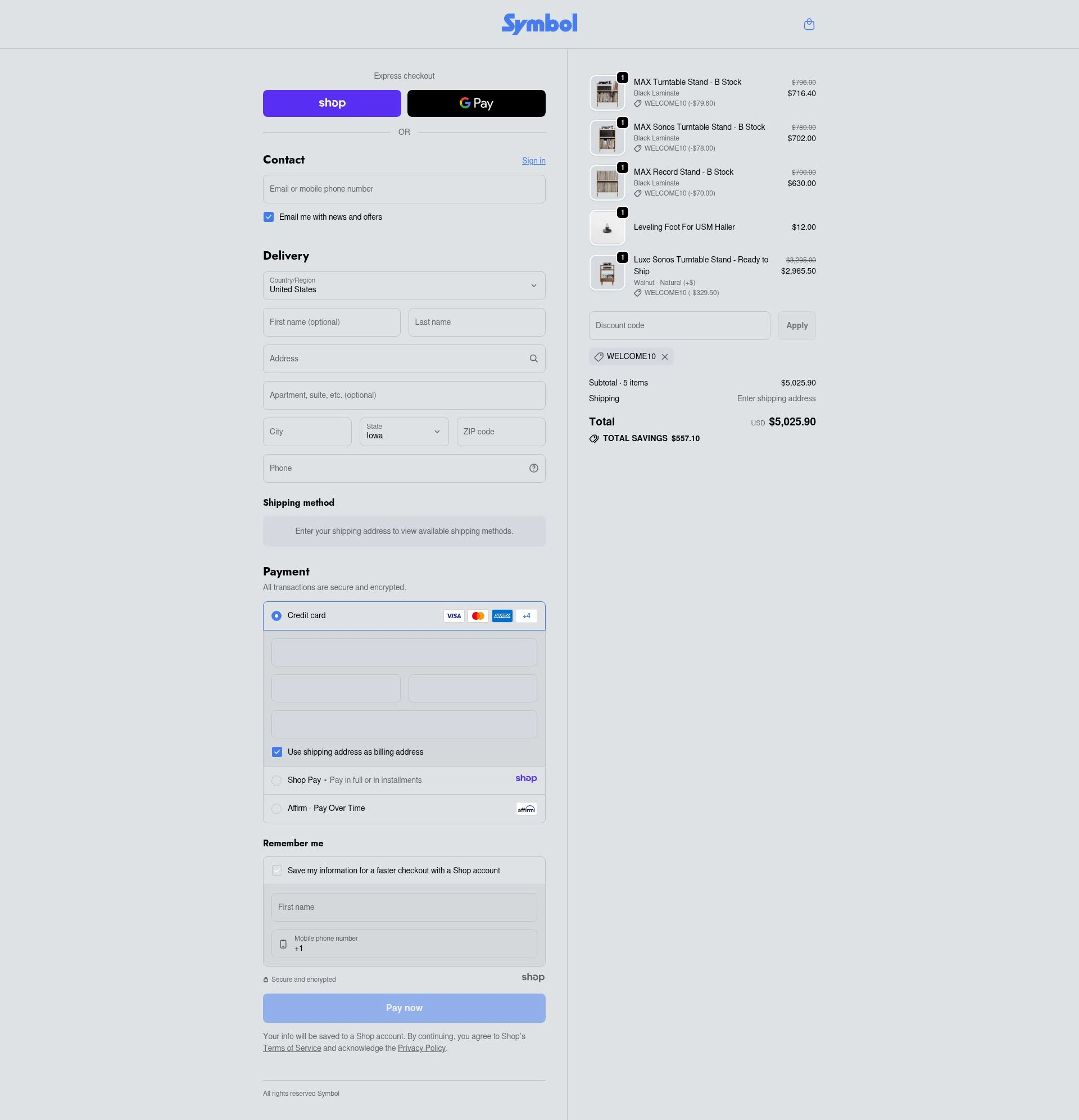 Symbol Audio checkout page showing Symbol Audio promo code box | Screenshot taken by SimplyCodes community member on Nov 20, 2025