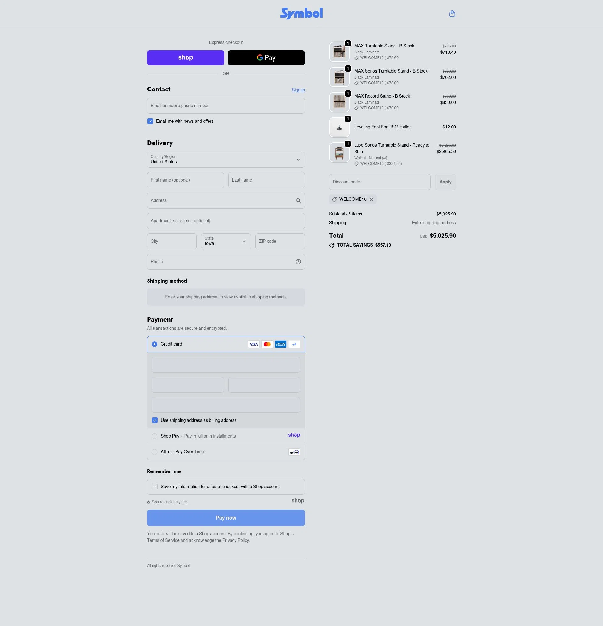 Symbol Audio checkout page showing Symbol Audio promo code box | Screenshot taken by SimplyCodes community member on Nov 15, 2025