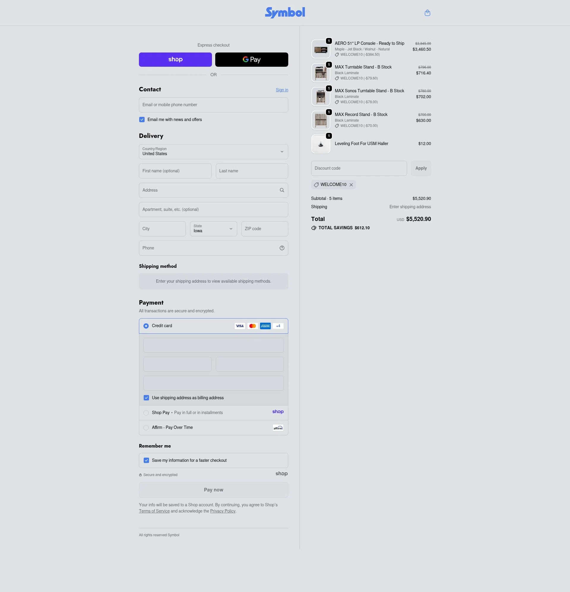 Symbol Audio checkout page showing Symbol Audio promo code box | Screenshot taken by SimplyCodes community member on Dec 24, 2025