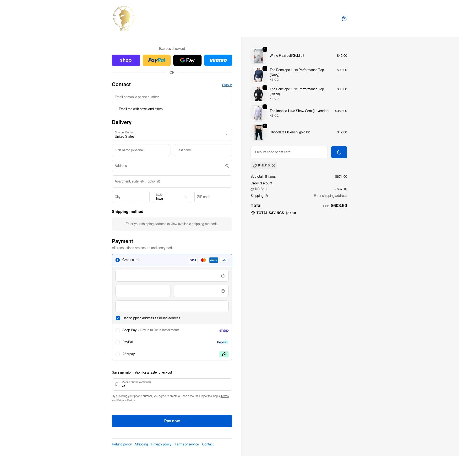 Sync Equestrian checkout page showing Sync Equestrian discount code box | Screenshot taken by SimplyCodes community member on Feb 7, 2026