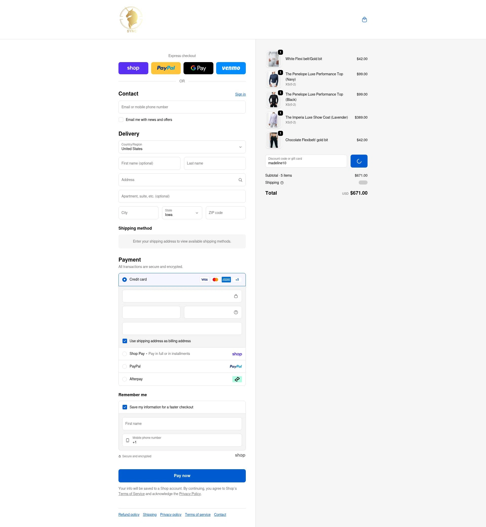 Sync Equestrian checkout page showing Sync Equestrian discount code box | Screenshot taken by SimplyCodes community member on Jan 29, 2026