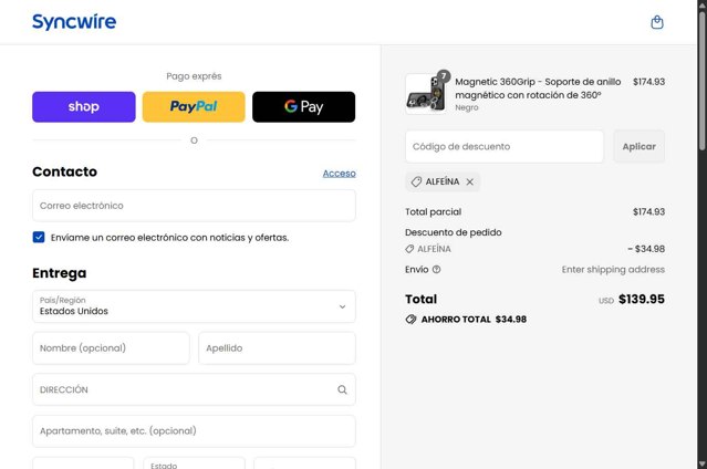 Syncwire checkout page showing Syncwire discount code box | Screenshot taken by SimplyCodes community member on Sep 3, 2025