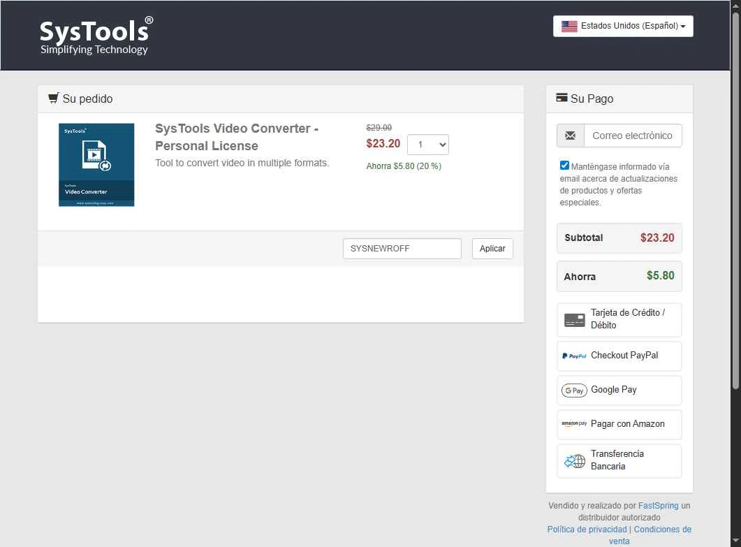 SysTools Software checkout page showing SysTools Software promo code box | Screenshot taken by SimplyCodes community member on Aug 7, 2025