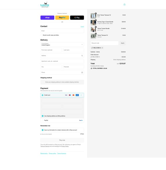 Tabcat checkout page showing Tabcat promo code box | Screenshot taken by SimplyCodes community member on Aug 29, 2025