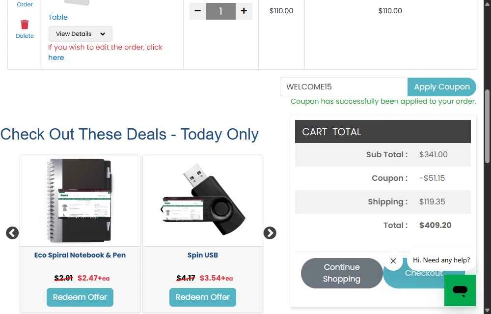 TableCoversNow checkout page showing TableCoversNow coupon code box | Screenshot taken by SimplyCodes community member on Dec 23, 2025