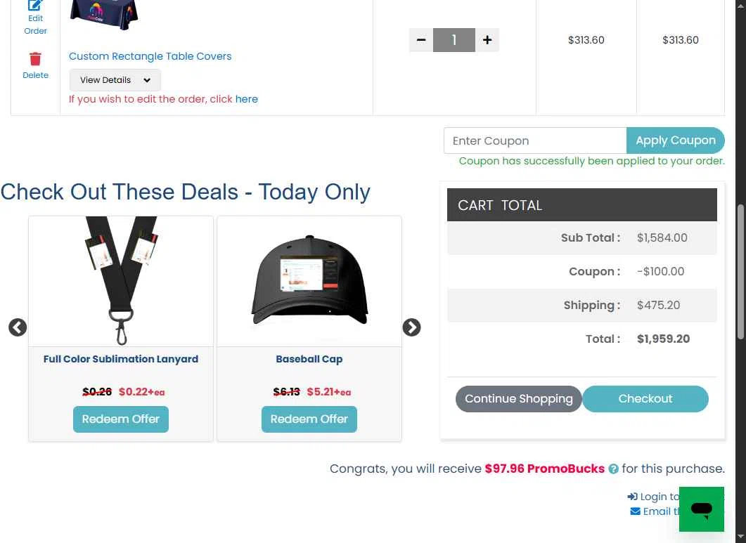 TableCoversNow checkout page showing TableCoversNow coupon code box | Screenshot taken by SimplyCodes community member on Dec 16, 2025