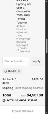 Dune5 coupon verification screenshot