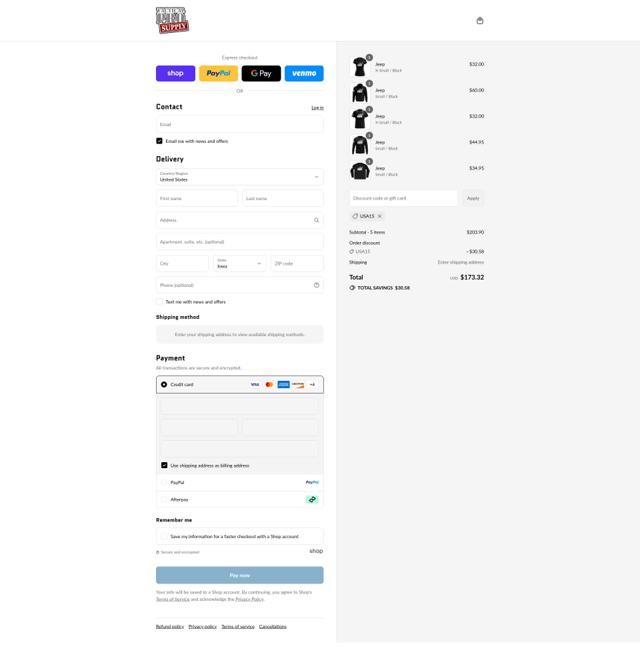 Tactical Pro Supply checkout page showing Tactical Pro Supply promo code box | Screenshot taken by SimplyCodes community member on Sep 7, 2025