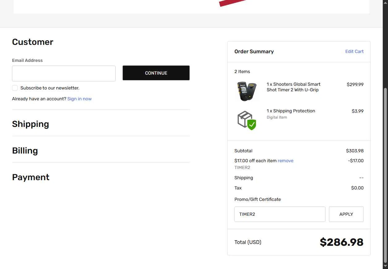 Tactical Surplus USA checkout page showing Tactical Surplus USA coupon code box | Screenshot taken by SimplyCodes community member on Dec 25, 2025
