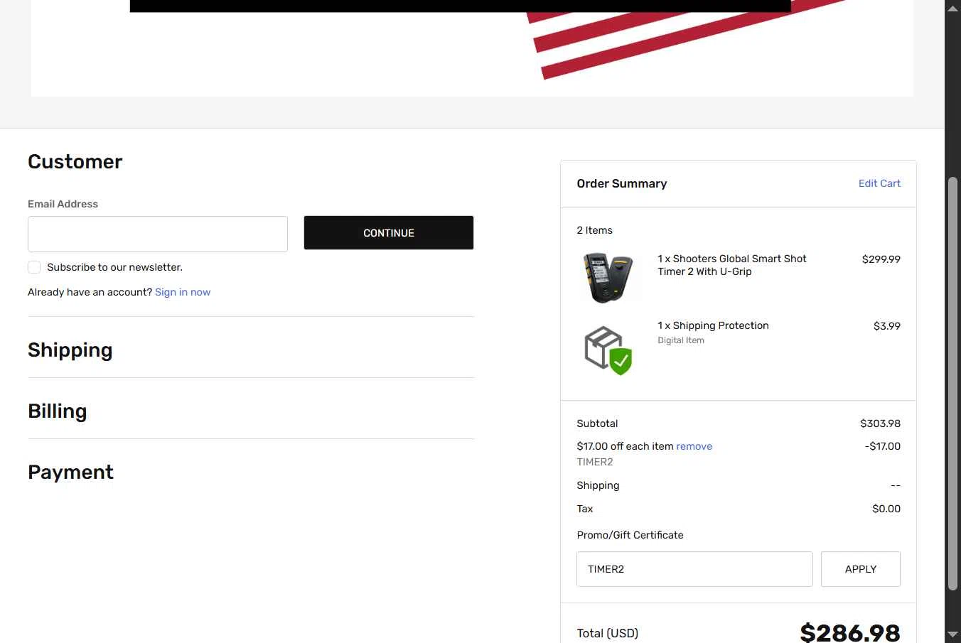 Tactical Surplus USA checkout page showing Tactical Surplus USA coupon code box | Screenshot taken by SimplyCodes community member on Dec 25, 2025