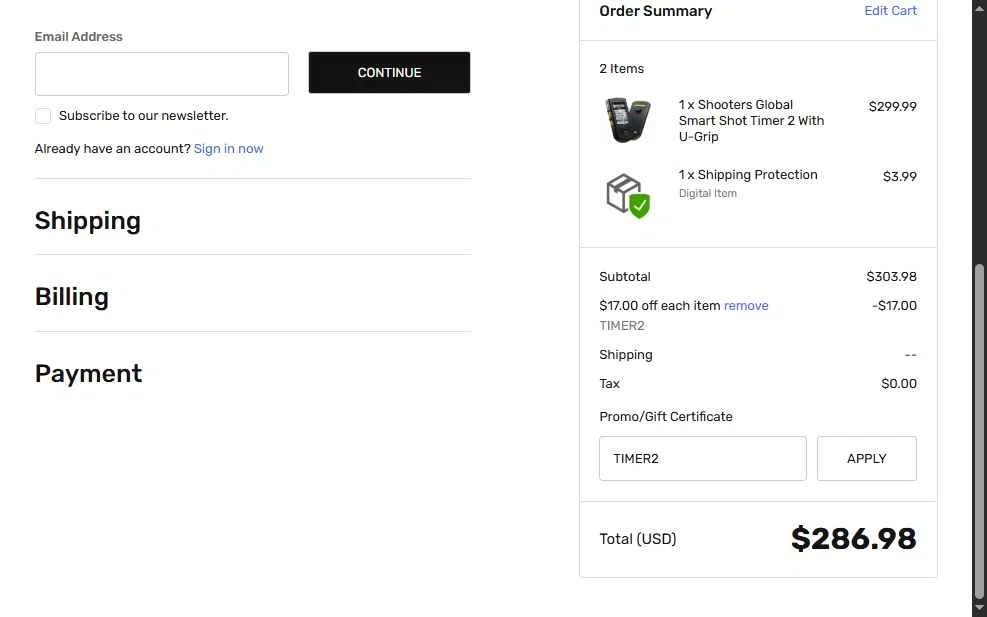 Tactical Surplus USA checkout page showing Tactical Surplus USA coupon code box | Screenshot taken by SimplyCodes community member on Nov 26, 2025