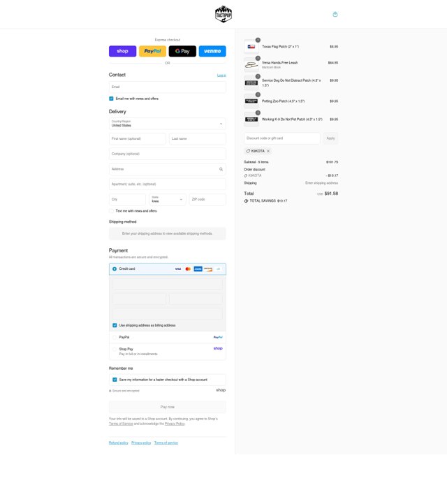 Tactipup checkout page showing Tactipup discount code box | Screenshot taken by SimplyCodes community member on Sep 6, 2025