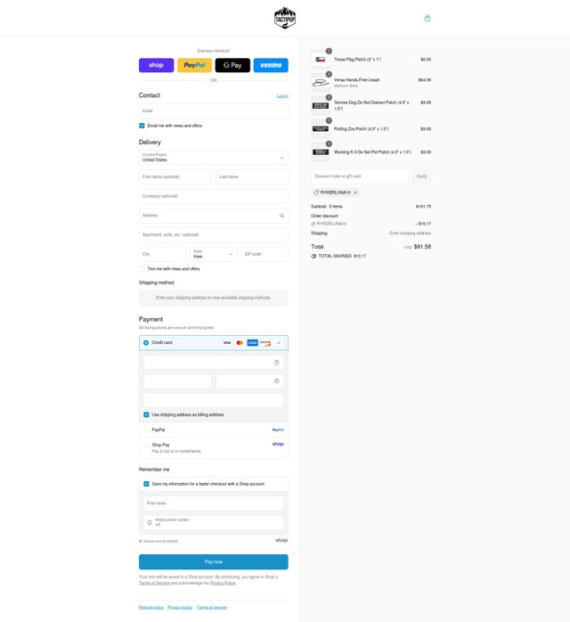 Tactipup checkout page showing Tactipup discount code box | Screenshot taken by SimplyCodes community member on Sep 6, 2025