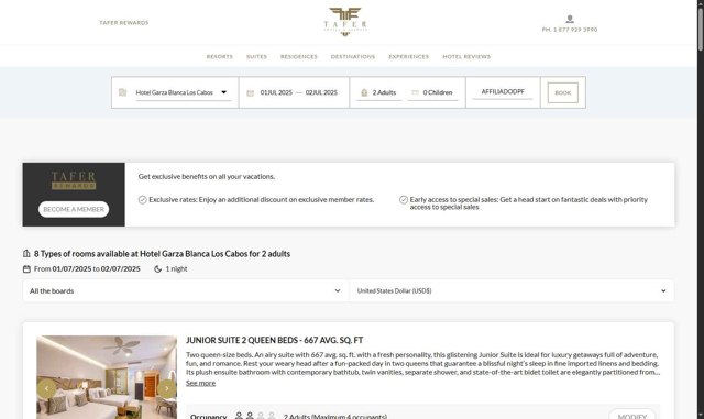 TAFER Hotels & Resorts checkout page showing TAFER Hotels & Resorts promo code box | Screenshot taken by SimplyCodes community member on Jul 1, 2025