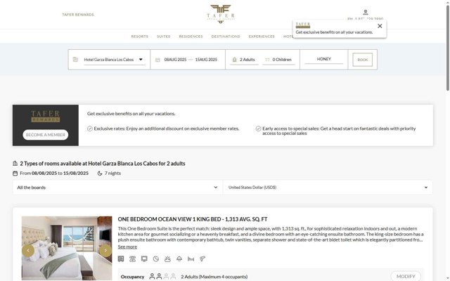 TAFER Hotels & Resorts checkout page showing TAFER Hotels & Resorts promo code box | Screenshot taken by SimplyCodes community member on Jul 12, 2025