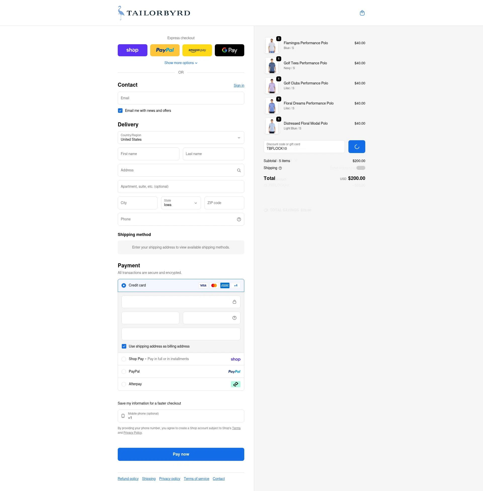 TailorByrd checkout page showing TailorByrd discount code box | Screenshot taken by SimplyCodes community member on Feb 19, 2026