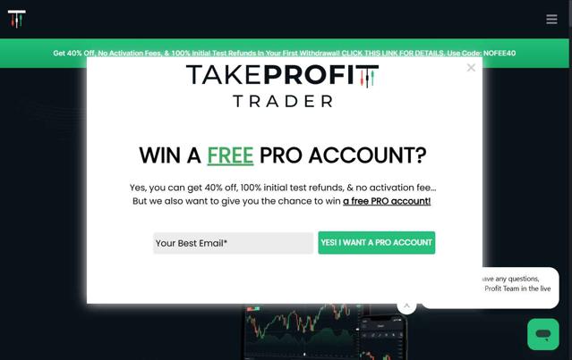 Take Profit Trader checkout page showing Take Profit Trader promo code box | Screenshot taken by SimplyCodes community member on Aug 12, 2025