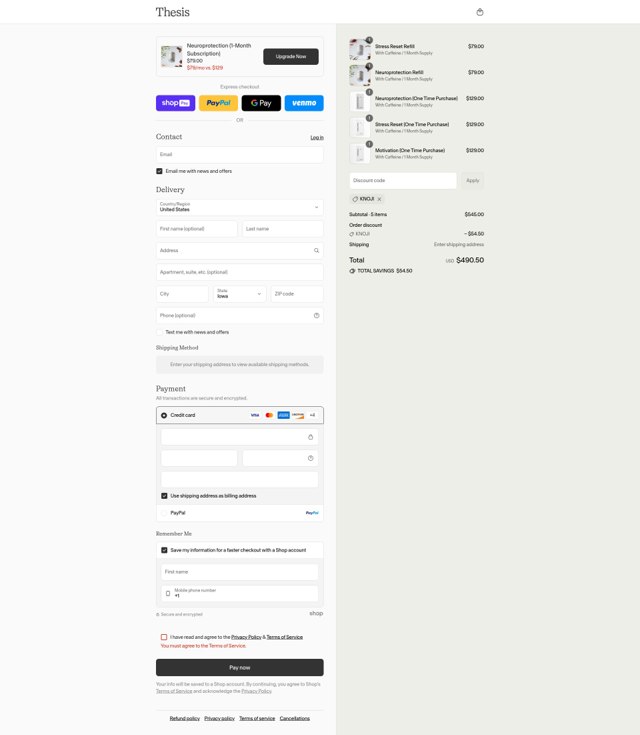 Thesis checkout page showing Thesis discount code box | Screenshot taken by SimplyCodes community member on Aug 22, 2025