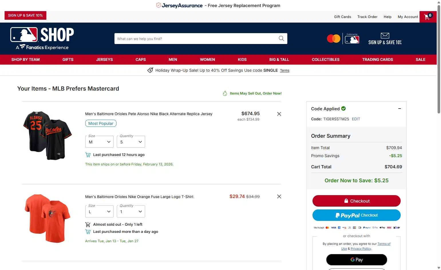 Tampa Bay Rays checkout page showing Tampa Bay Rays promo code box | Screenshot taken by SimplyCodes community member on Dec 24, 2025