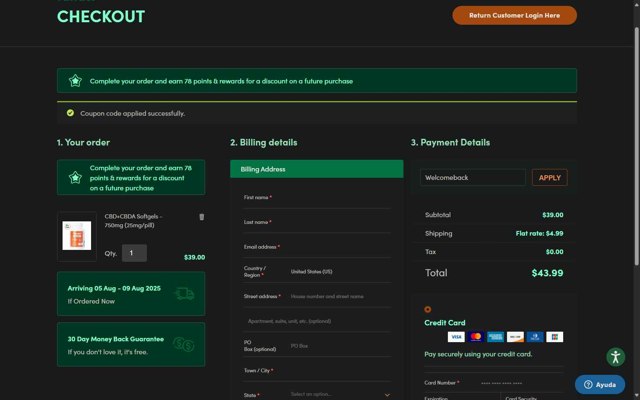 Tanasi checkout page showing Tanasi coupon code box | Screenshot taken by SimplyCodes community member on Aug 3, 2025