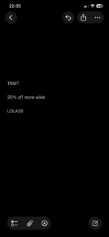 LOLA20 coupon verification screenshot