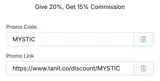 MYSTIC coupon verification screenshot