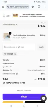 DAILY20 coupon verification screenshot