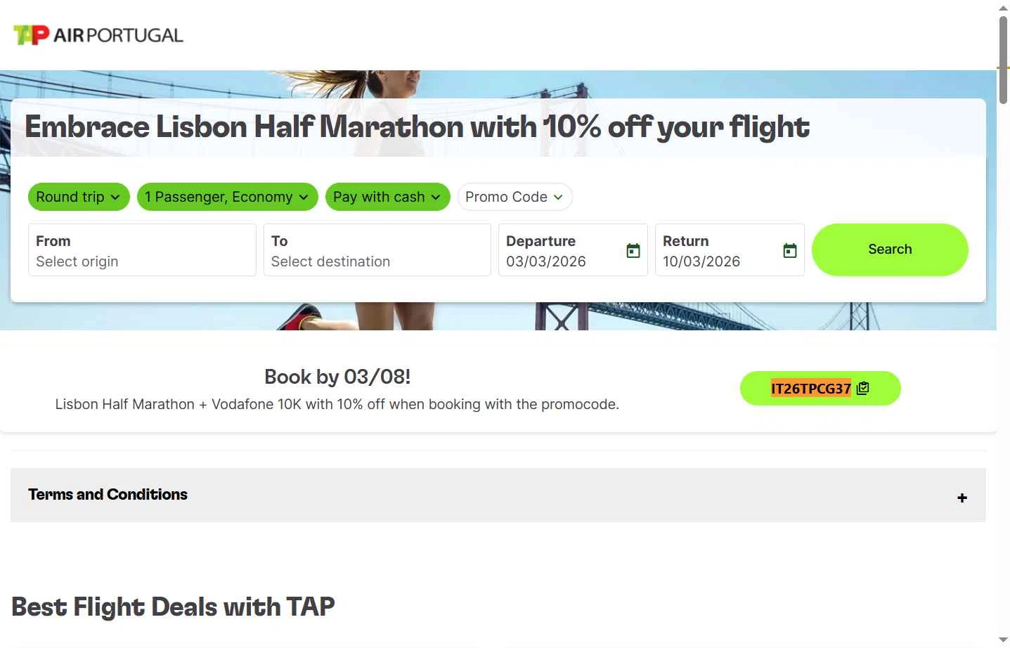 Verification screenshot for 10% Off Embrace Lisbon Half Marathon at TAP Air Portugal - 4mo ago