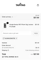 ALINAALINA27M coupon verification screenshot