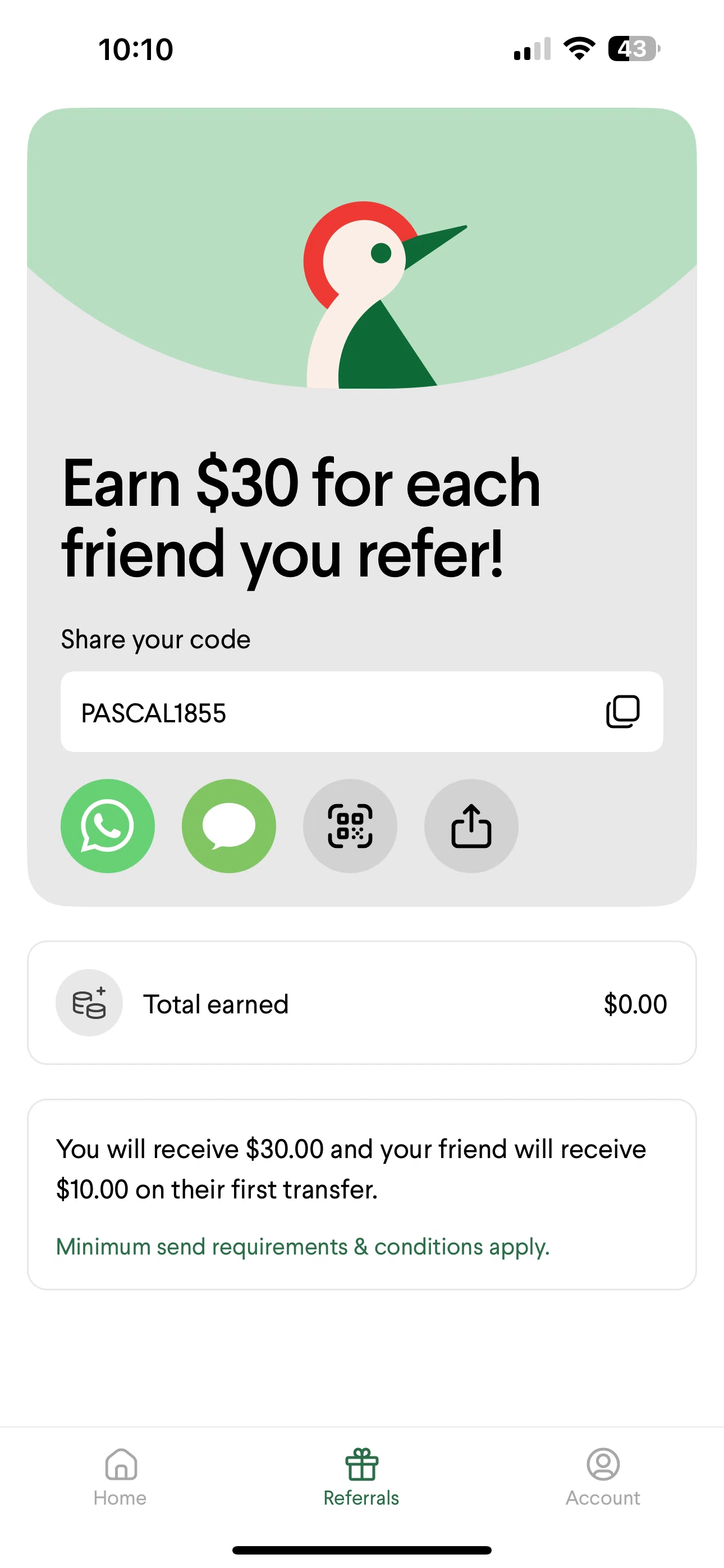 Taptap Send promo code screenshot showing code PASCAL1855 applied at Taptap Send checkout page. Uploaded by SimplyCodes community member unknown_ on Sep 18, 2025