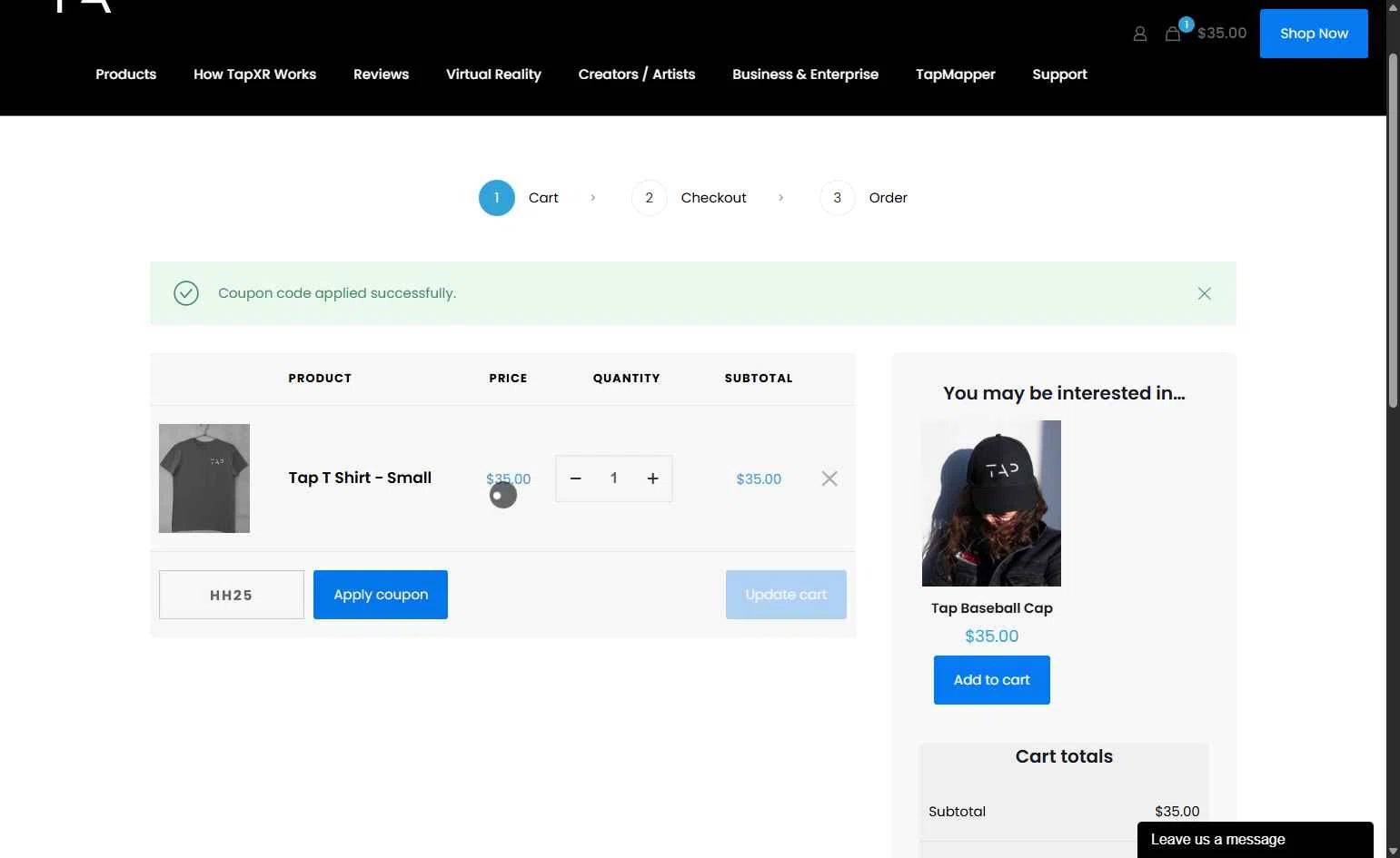 Tap With Us checkout page showing Tap With Us promo code box | Screenshot taken by SimplyCodes community member on Feb 3, 2026