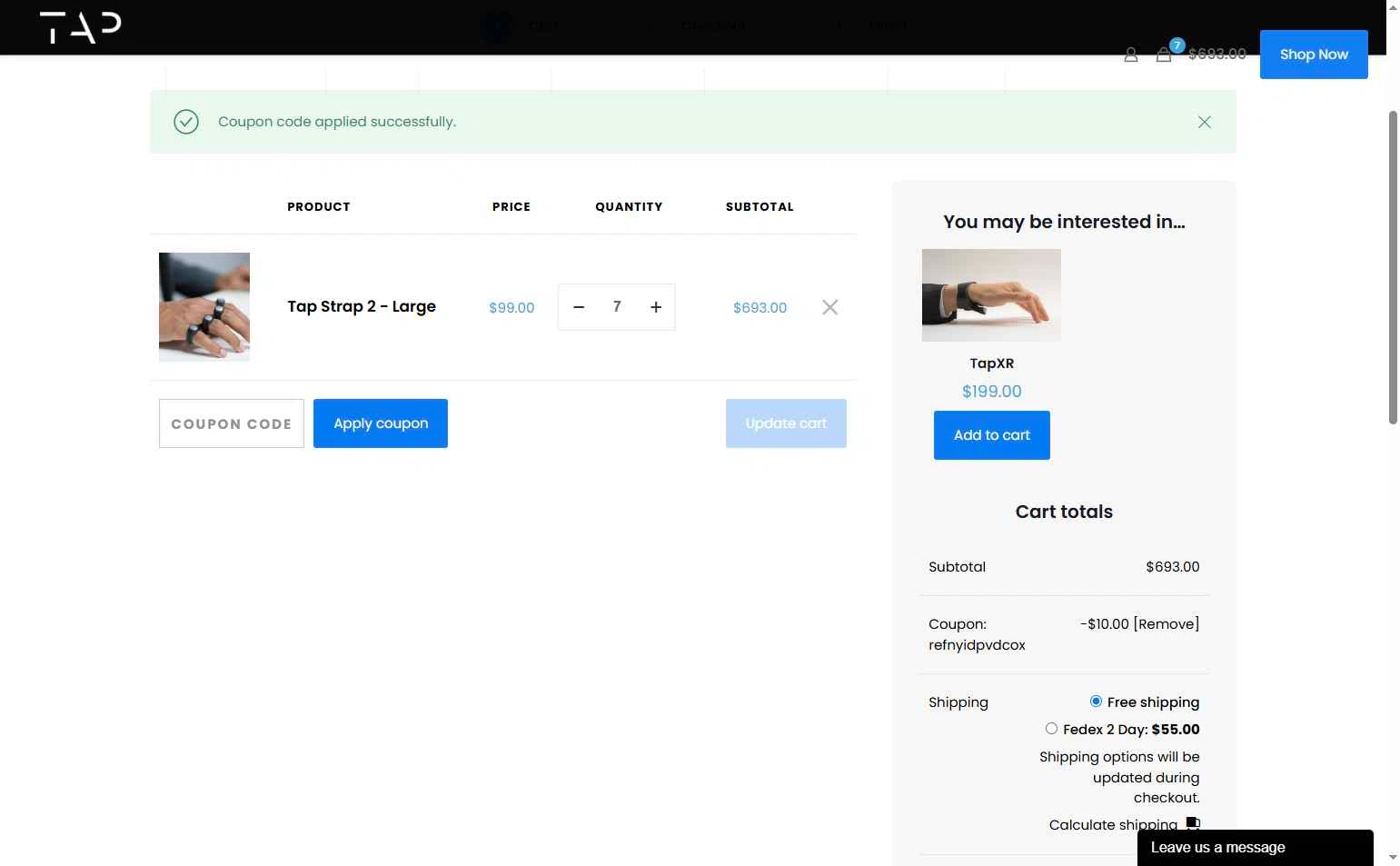 Tap With Us checkout page showing Tap With Us promo code box | Screenshot taken by SimplyCodes community member on Jul 26, 2025