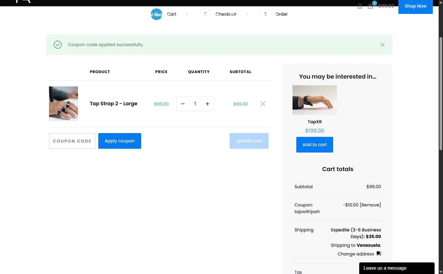 Tap With Us checkout page showing Tap With Us promo code box | Screenshot taken by SimplyCodes community member on Jan 4, 2026