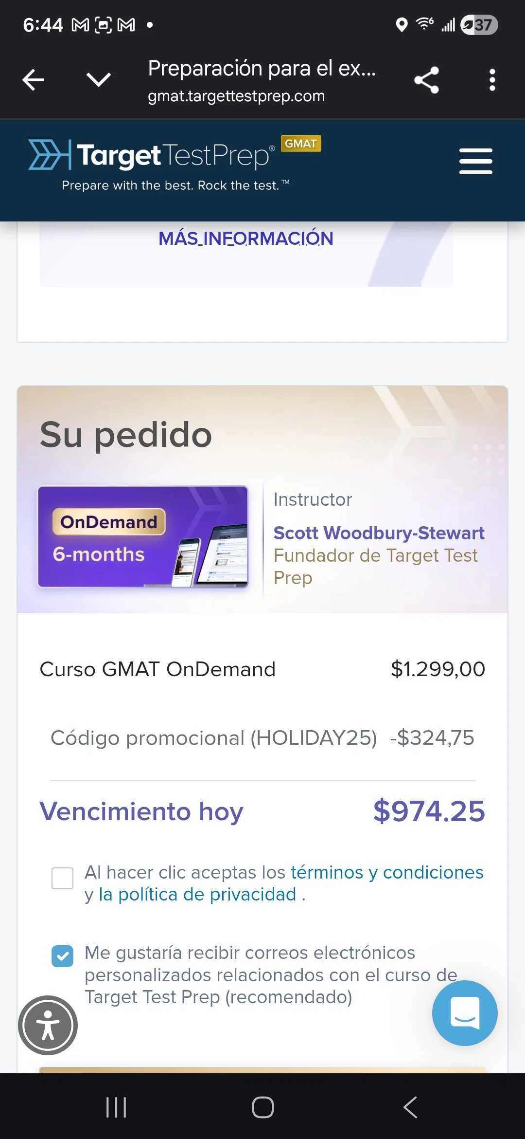 Target Test Prep promo code screenshot showing code HOLIDAY25 applied at Target Test Prep checkout page. Uploaded by SimplyCodes community member enma01 on Jan 9, 2026
