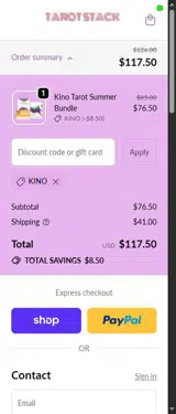 Tarot Stack coupon verification screenshot