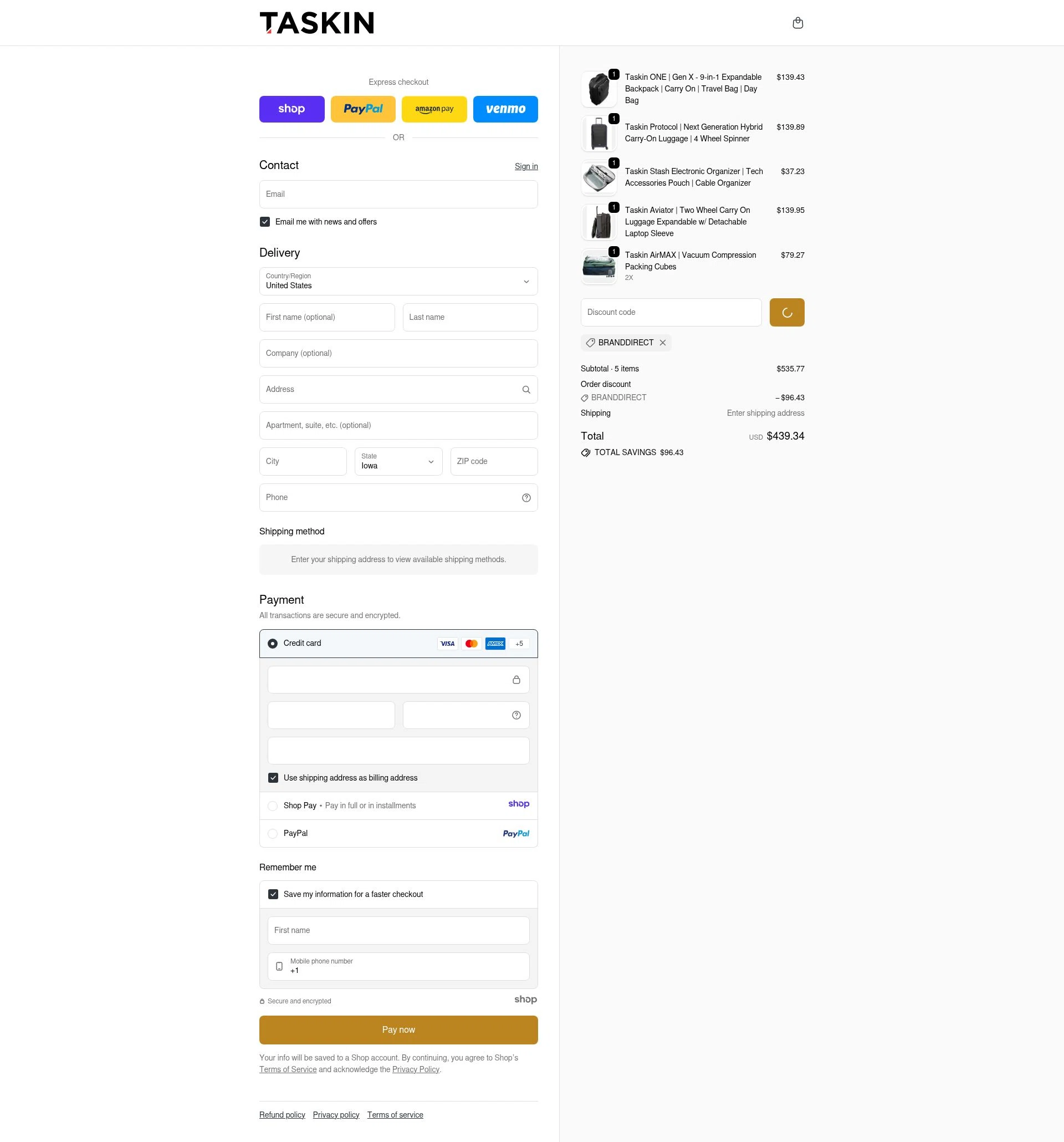 Taskin checkout page showing Taskin promo code box | Screenshot taken by SimplyCodes community member on Jan 8, 2026