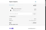 Taspen's Organics coupon verification screenshot