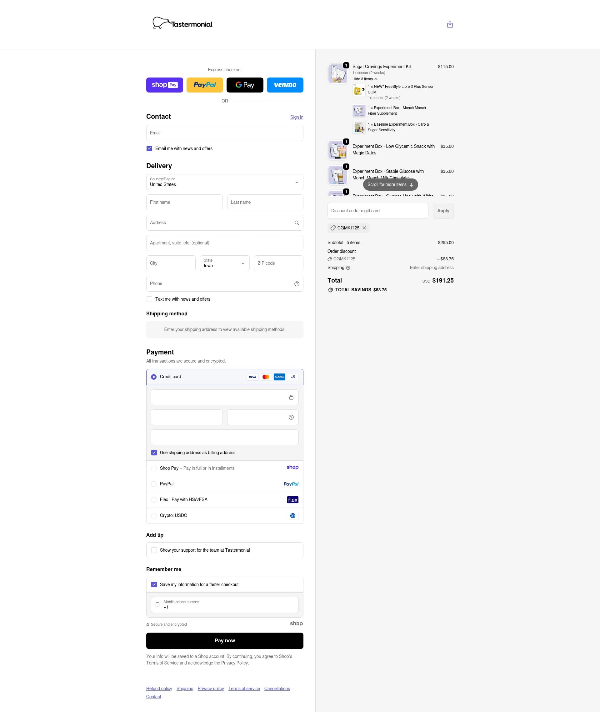 Tastermonial checkout page showing Tastermonial promo code box | Screenshot taken by SimplyCodes community member on Jan 10, 2026