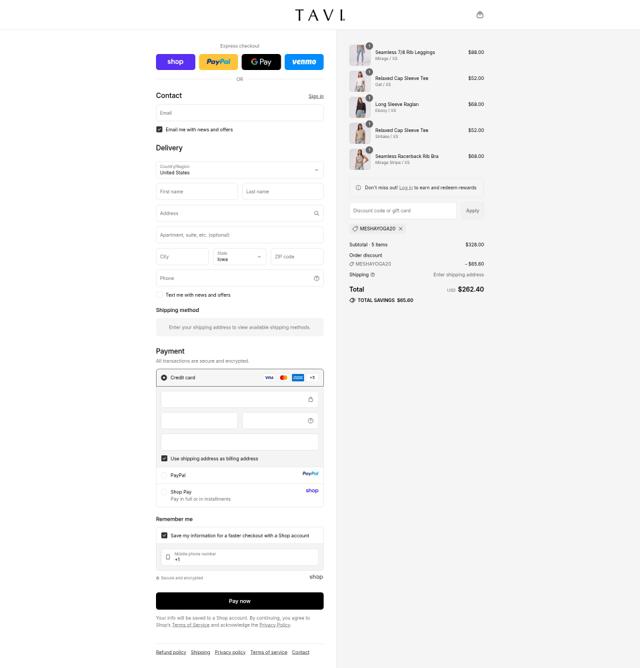 Tavi checkout page showing Tavi discount code box | Screenshot taken by SimplyCodes community member on Sep 11, 2025