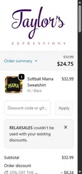 RELAXSALES coupon verification screenshot