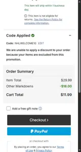 Tampa Bay Lightning Shop coupon verification screenshot