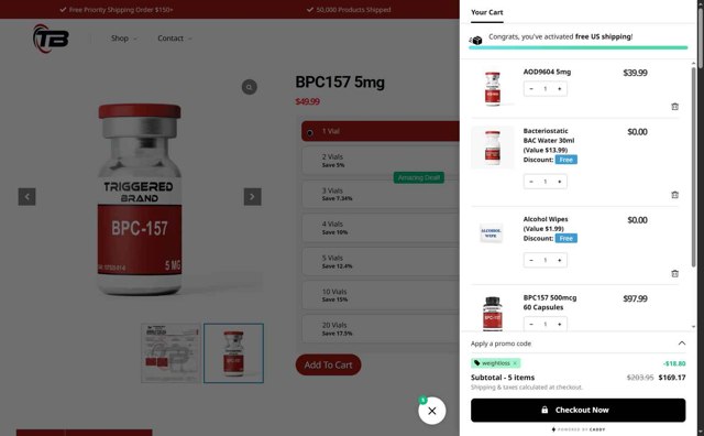 Triggered Brand checkout page showing Triggered Brand promo code box | Screenshot taken by SimplyCodes community member on Jun 20, 2025
