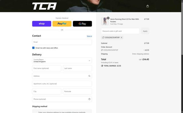 TCA checkout page showing TCA discount code box | Screenshot taken by SimplyCodes community member on Sep 15, 2025