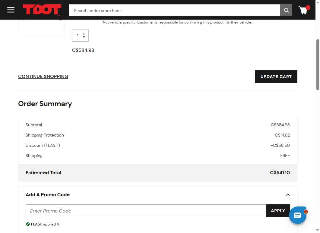 TDotPerformance checkout page showing TDotPerformance coupon code box | Screenshot taken by SimplyCodes community member on Feb 2, 2026