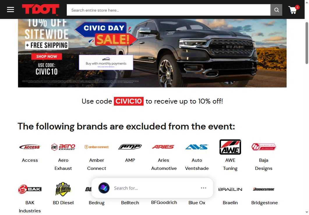 TDotPerformance checkout page showing TDotPerformance coupon code box | Screenshot taken by SimplyCodes community member on Aug 1, 2025