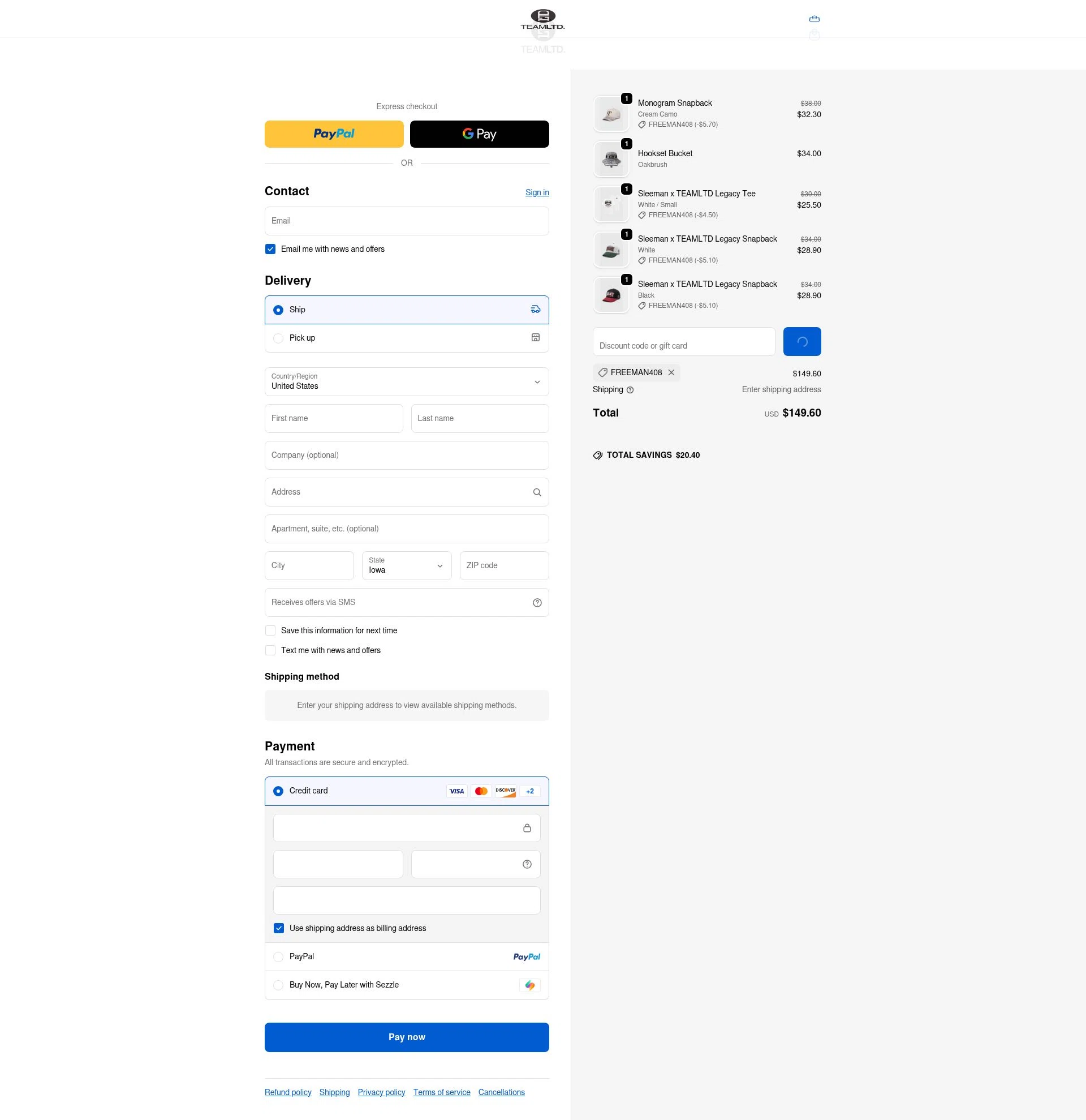 TEAMLTD checkout page showing TEAMLTD promo code box | Screenshot taken by SimplyCodes community member on Jan 23, 2026